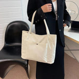 Corduroy Shoulder Shopping Bag Casual Tote for Autumn and Winter