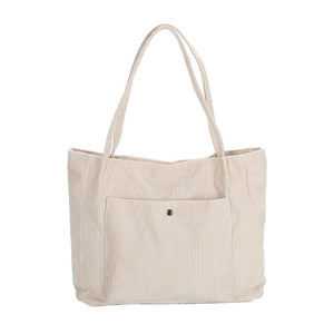 Corduroy Shoulder Shopping Bag Casual Tote for Autumn and Winter