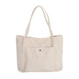 Corduroy Shoulder Shopping Bag Casual Tote for Autumn and Winter