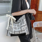 Flower Totes Canvas Crossbody Shoulder Bag for Women