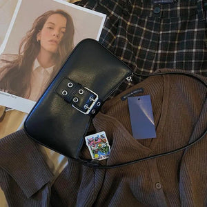 Retro Women Buckle Handbags Ladies PU Leather Shoulder Bag