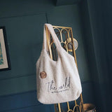 Embroidered Lamb Hair Shoulder Bag for Girls, Autumn/Winter, Large Capacity