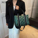 Autumn Winter Down Quilted Cotton Messenger Crossbody Satchel