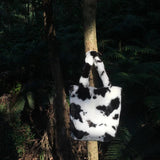 Vintage Plush Handbags Winter Small Shoulder Bags Flower Pattern Tote Clutch