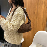 Women's Rhombus Shoulder Bag with Embroidered Design