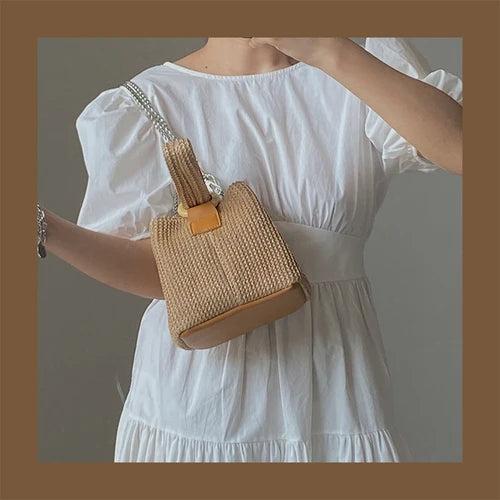 Summer Women Purse Handbags Straw Chain Ladies Woven Shoulder Bags