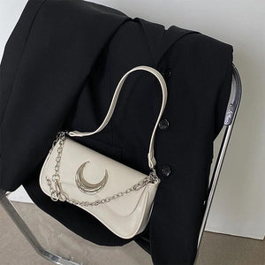 Moon Lock Women's Underarm Bag PU Leather Ladies Shoulder Bag