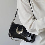 Moon Lock Women's Underarm Bag PU Leather Ladies Shoulder Bag