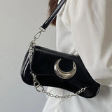 Moon Lock Women's Underarm Bag PU Leather Ladies Shoulder Bag