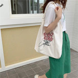 Women's Floral Embroidered Canvas Tote Bag