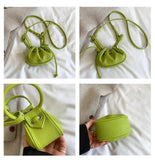 Ruched Drawstring Handbag Soft Leather Crossbody Bag