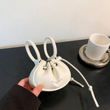 Ruched Drawstring Handbag Soft Leather Crossbody Bag