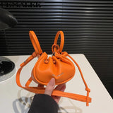 Ruched Drawstring Handbag Soft Leather Crossbody Bag