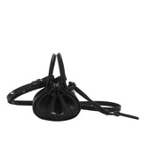 Ruched Drawstring Handbag Soft Leather Crossbody Bag