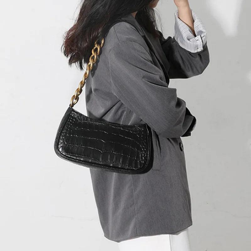 Shoulder Bag Women Vintage Chain Handbag Casual Underarm Bag