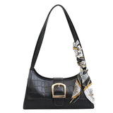 Crocodile Pattern Women's Shoulder Bag Scarf Crossbody Bag