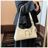 Crocodile Pattern Women's Shoulder Bag Scarf Crossbody Bag