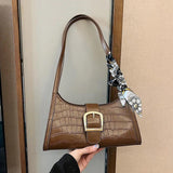 Crocodile Pattern Women's Shoulder Bag Scarf Crossbody Bag