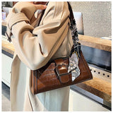 Crocodile Pattern Women's Shoulder Bag Scarf Crossbody Bag