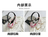 Floral Print Chain Crossbody Bag Half Moon Handbag