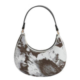 Floral Print Chain Crossbody Bag Half Moon Handbag