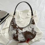 Floral Print Chain Crossbody Bag Half Moon Handbag
