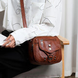 Vintage Chest Crossbody Bag Multifunctional PU Leather Sling Waist Pack