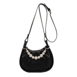 Small PU Leather Crossbody Bag Beading Totes Women's Handbags Shoulder Bags