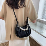Small PU Leather Crossbody Bag Beading Totes Women's Handbags Shoulder Bags