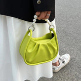 Small PU Leather Crossbody Bag Beading Totes Women's Handbags Shoulder Bags