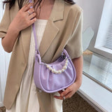 Small PU Leather Crossbody Bag Beading Totes Women's Handbags Shoulder Bags