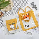 Canvas Messenger Shoulder Handbag Dog Schoolbag Backpack
