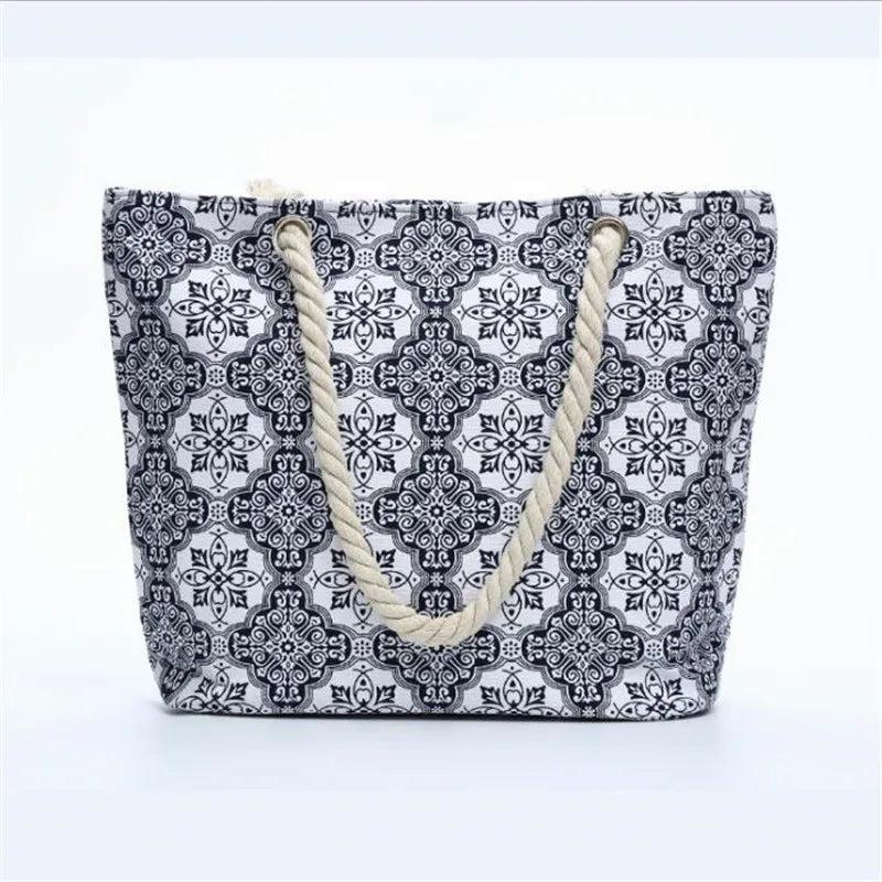 Casual Geometric Canvas Tote Bag Beach Bolsa Feminina