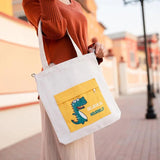 Girl Dinosaur Printed Canvas Shoulder Bag