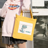 Girl Dinosaur Printed Canvas Shoulder Bag