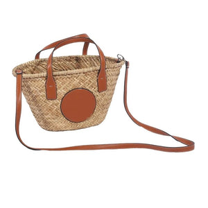 Straw Shoulder Bag Handwoven Portable Detachable Shoulder Strap Casual Purse