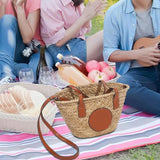 Straw Shoulder Bag Handwoven Portable Detachable Shoulder Strap Casual Purse