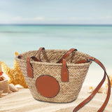 Straw Shoulder Bag Handwoven Portable Detachable Shoulder Strap Casual Purse