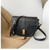 Vintage Small Saddle Bag Women's Crossbody Handbag Lock Flap Purse