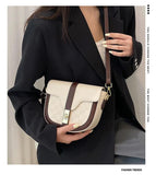 Vintage Small Saddle Bag Women's Crossbody Handbag Lock Flap Purse