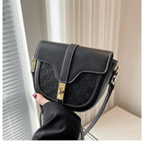 Vintage Small Saddle Bag Women's Crossbody Handbag Lock Flap Purse