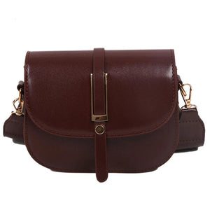 Vintage Solid Saddle Bag High PU Leather Women's Handbag