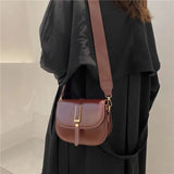 Vintage Solid Saddle Bag High PU Leather Women's Handbag