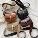 Vintage Solid Saddle Bag High PU Leather Women's Handbag
