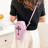 Gothic Crossbody Coffin Shape Bag for Halloween Theme Party