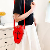 Gothic Crossbody Coffin Shape Bag for Halloween Theme Party