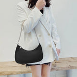 PU Leather Handbag Women Underarm Bag Retro Solid Ladies Handbags