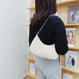 PU Leather Handbag Women Underarm Bag Retro Solid Ladies Handbags