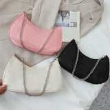 PU Leather Handbag Women Underarm Bag Retro Solid Ladies Handbags