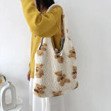 Lambswool Shoulder Bag Plush Tote Cartoon Shopper Handbag Large Capacity